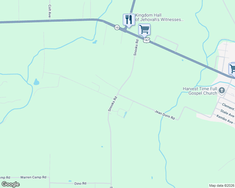 map of restaurants, bars, coffee shops, grocery stores, and more near 113 Jean Duos Road in Ville Platte