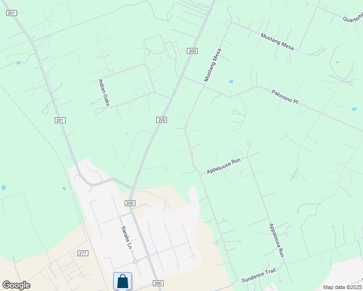 map of restaurants, bars, coffee shops, grocery stores, and more near 215 Mustang Mesa in Liberty Hill