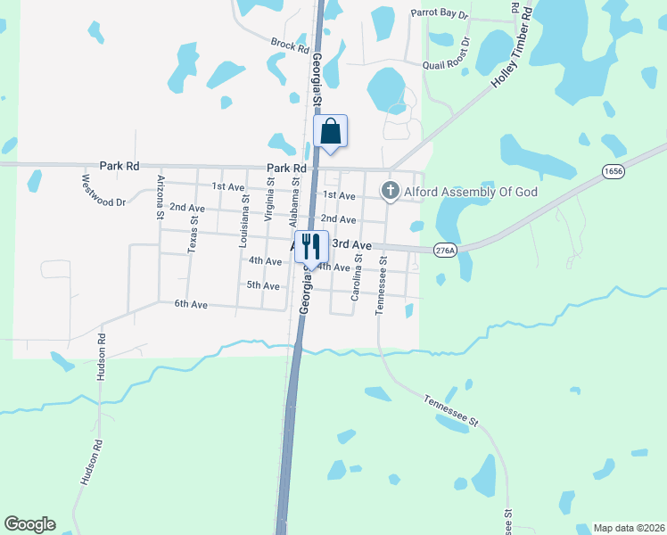 map of restaurants, bars, coffee shops, grocery stores, and more near 2478 4th Avenue in Alford