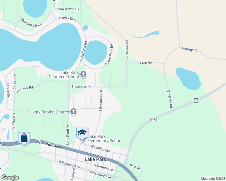 map of restaurants, bars, coffee shops, grocery stores, and more near 505 Sheavette Road in Lake Park