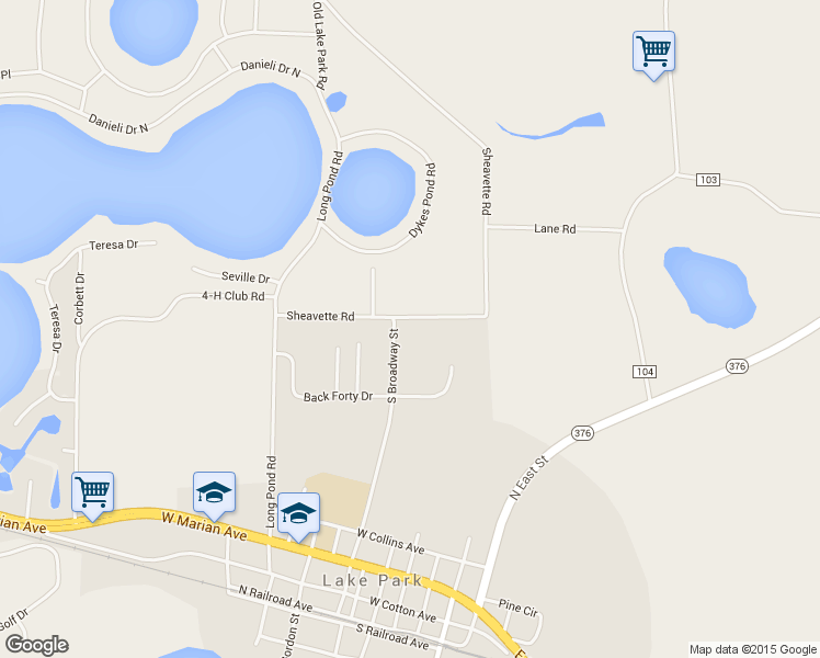 map of restaurants, bars, coffee shops, grocery stores, and more near 505 Sheavette Road in Lake Park