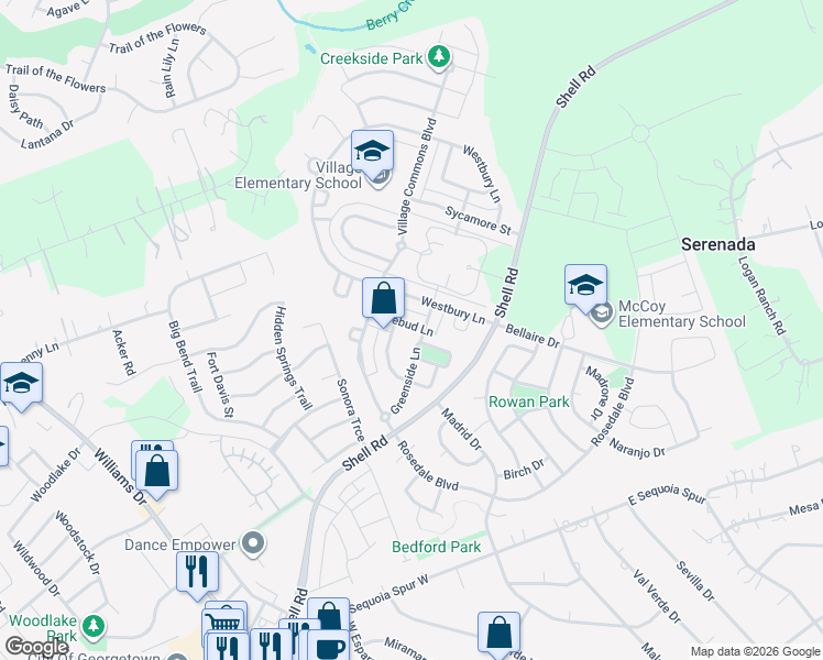 map of restaurants, bars, coffee shops, grocery stores, and more near 164 Hickory Lane in Georgetown