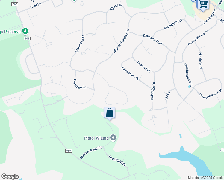 map of restaurants, bars, coffee shops, grocery stores, and more near 247 Whispering Spring Lane in Georgetown
