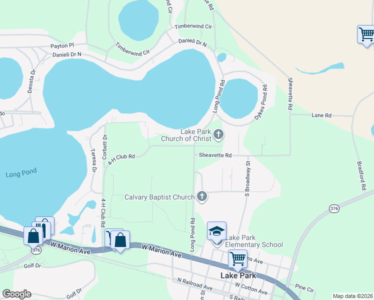 map of restaurants, bars, coffee shops, grocery stores, and more near 5775 Long Pond Road in Lake Park