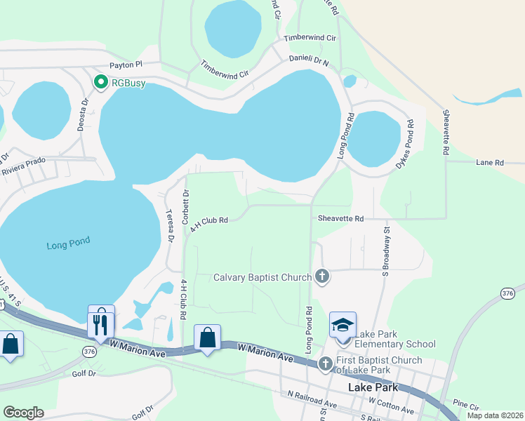 map of restaurants, bars, coffee shops, grocery stores, and more near 6000-6046 4-H Club Road in Lake Park