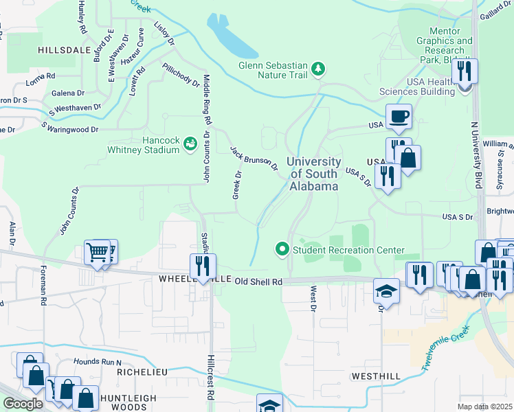 map of restaurants, bars, coffee shops, grocery stores, and more near in Mobile