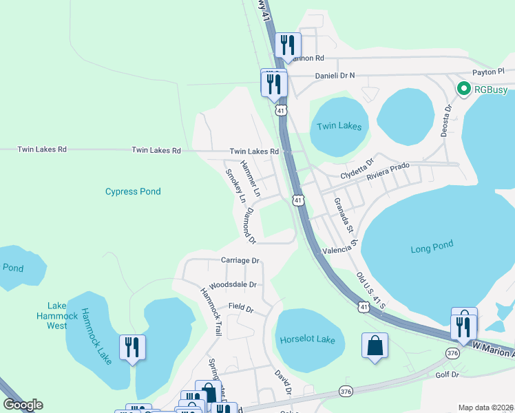 map of restaurants, bars, coffee shops, grocery stores, and more near 5114 Diamond Dr in Lake Park
