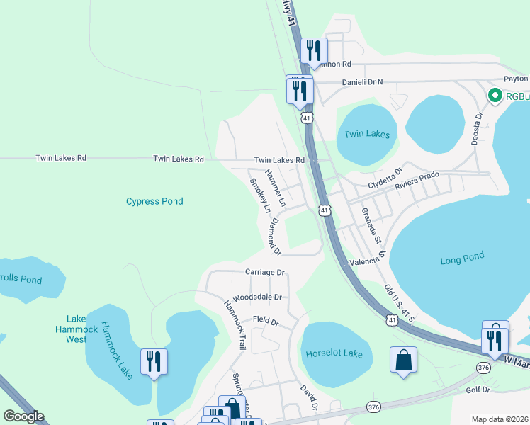 map of restaurants, bars, coffee shops, grocery stores, and more near 4900 Smokey Lane in Lake Park