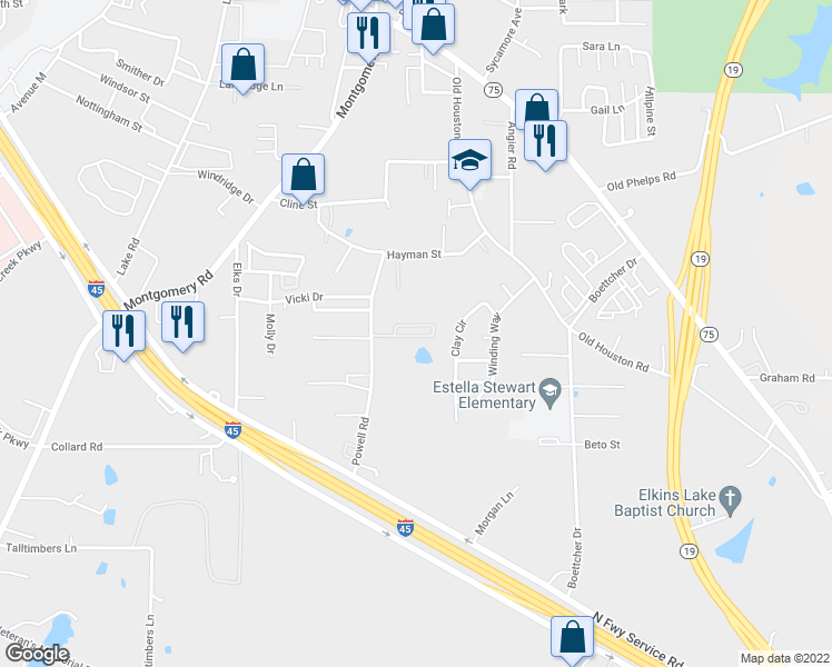map of restaurants, bars, coffee shops, grocery stores, and more near 3307 Powell Road in Huntsville