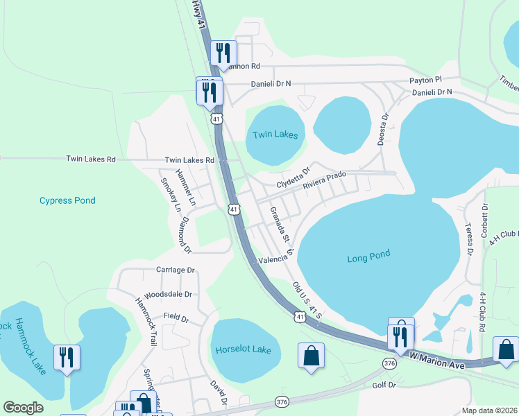 map of restaurants, bars, coffee shops, grocery stores, and more near 5435 Old U.S. 41 South in Lake Park