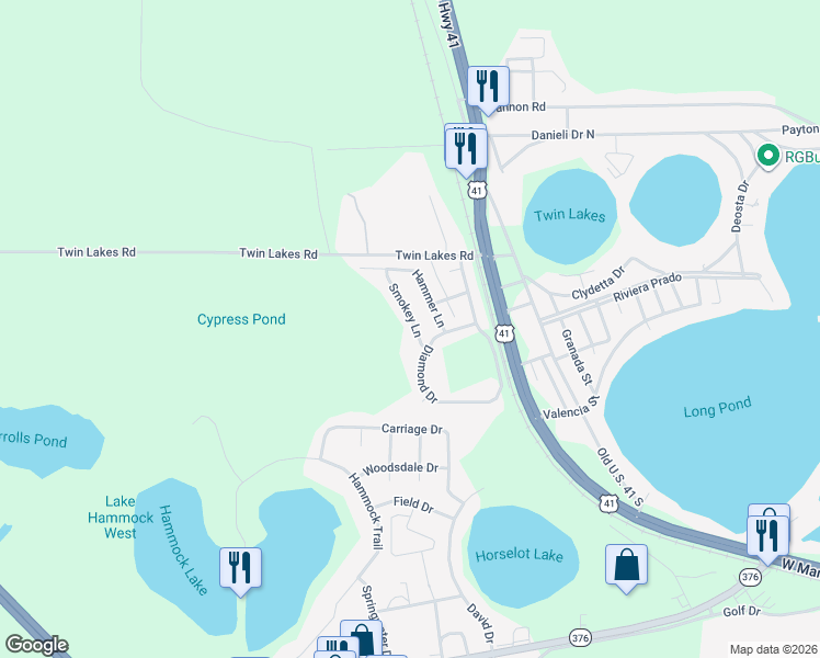 map of restaurants, bars, coffee shops, grocery stores, and more near 4900 Smokey Lane in Lake Park