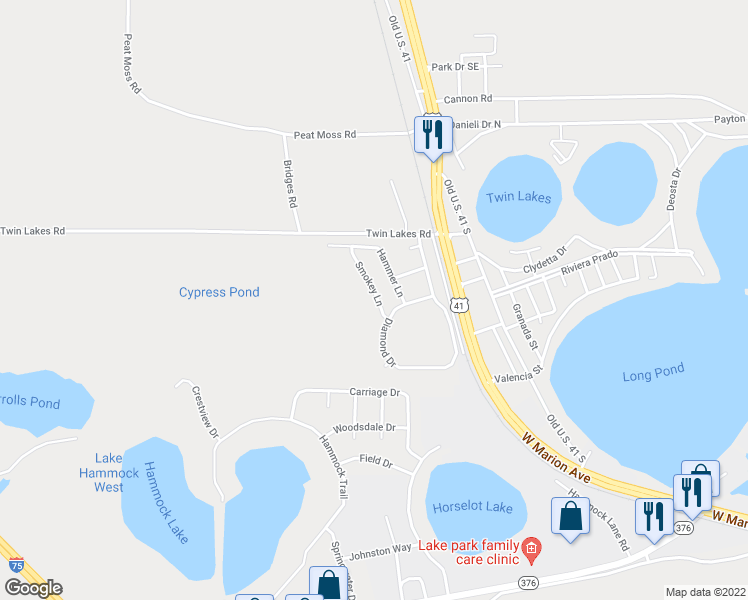map of restaurants, bars, coffee shops, grocery stores, and more near 4894 Smokey Lane in Lake Park