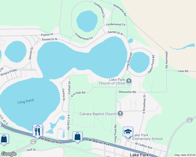 map of restaurants, bars, coffee shops, grocery stores, and more near 5984 Seville Drive in Lake Park