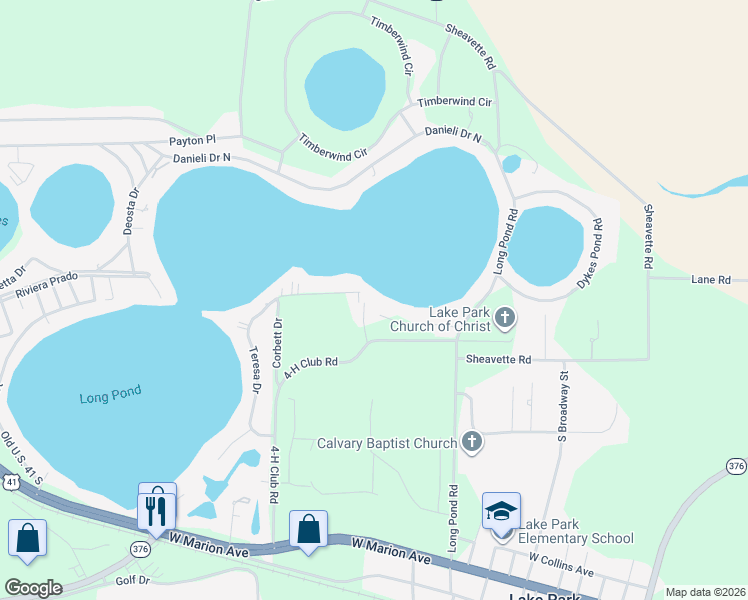 map of restaurants, bars, coffee shops, grocery stores, and more near 5984 Seville Drive in Lake Park