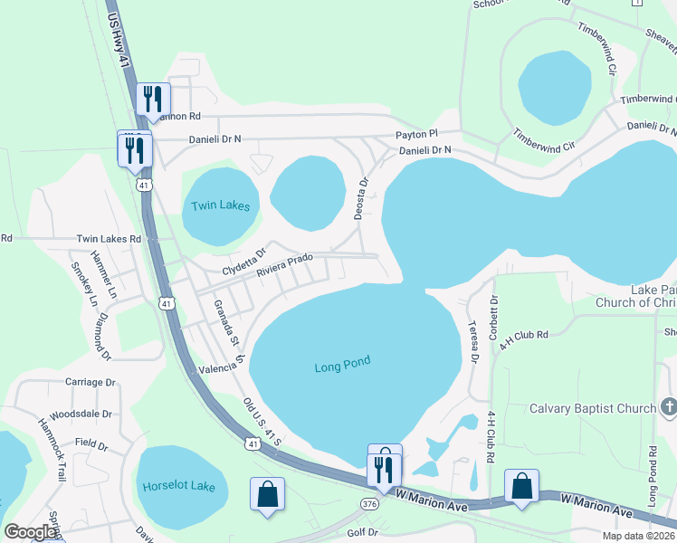 map of restaurants, bars, coffee shops, grocery stores, and more near 6078 Valencia Street in Lake Park