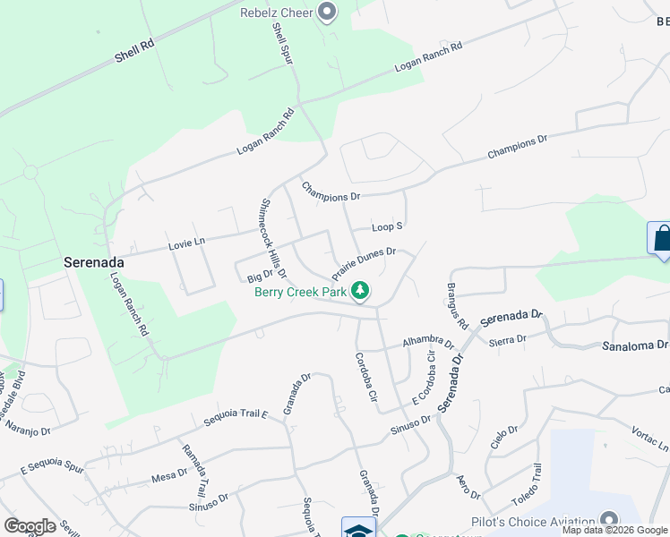 map of restaurants, bars, coffee shops, grocery stores, and more near 1102 Prairie Dunes Drive in Georgetown