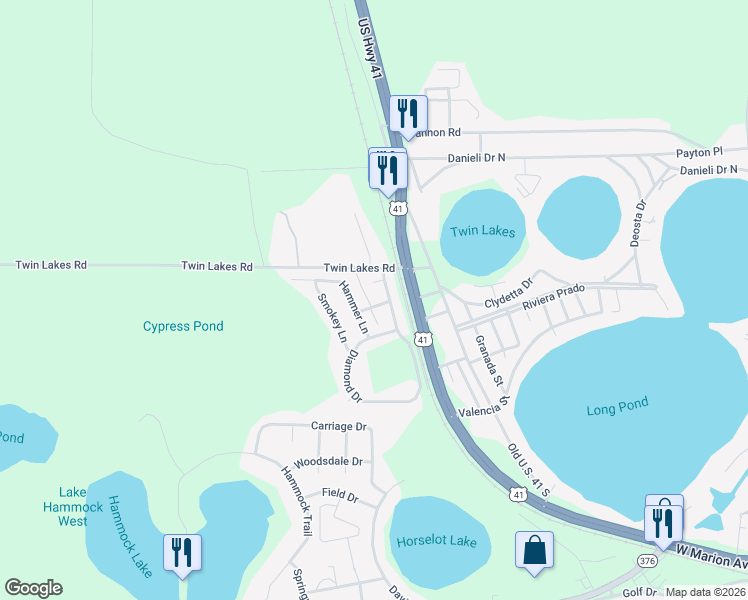 map of restaurants, bars, coffee shops, grocery stores, and more near 4907 Single Barrel Road in Lake Park