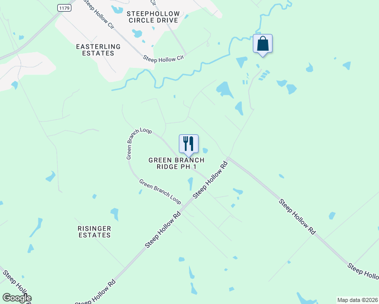 map of restaurants, bars, coffee shops, grocery stores, and more near 9237 Green Branch Loop in Bryan