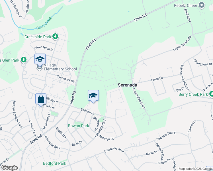 map of restaurants, bars, coffee shops, grocery stores, and more near 1300 Rosedale Boulevard in Georgetown