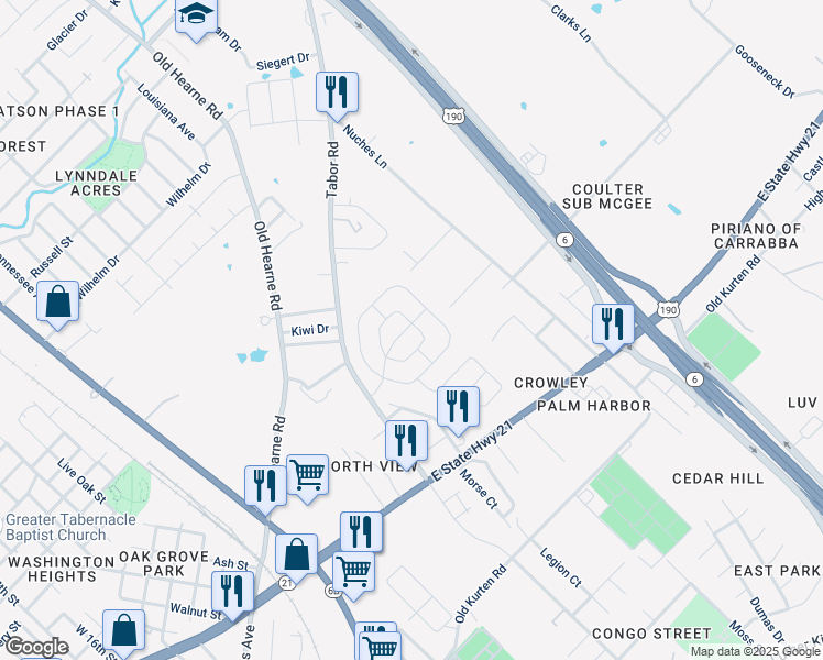 map of restaurants, bars, coffee shops, grocery stores, and more near 2029 Stone View Court in Bryan