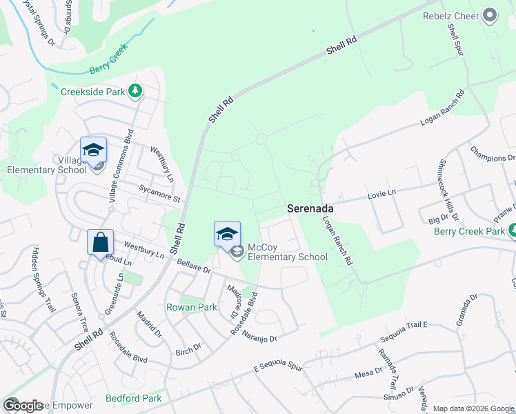 map of restaurants, bars, coffee shops, grocery stores, and more near 401 Bellaire Drive in Georgetown
