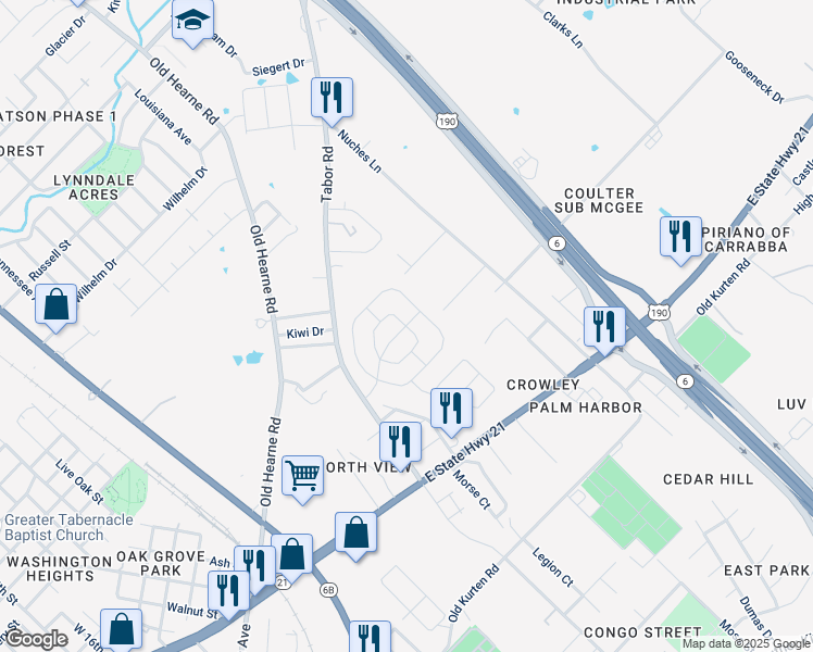 map of restaurants, bars, coffee shops, grocery stores, and more near 2029 Stone View Court in Bryan