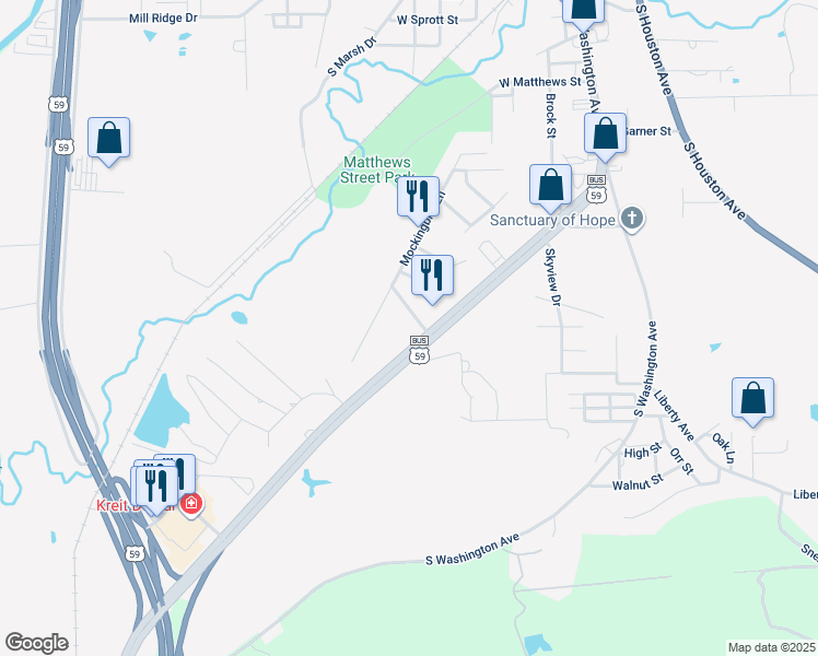 map of restaurants, bars, coffee shops, grocery stores, and more near 340 Pan American Drive in Livingston