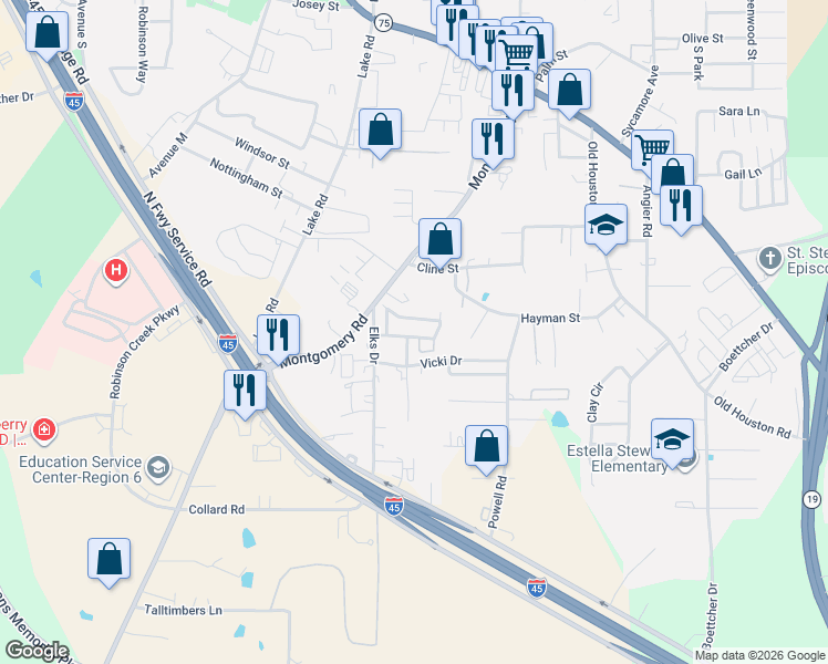 map of restaurants, bars, coffee shops, grocery stores, and more near 135 Bolero Way in Huntsville
