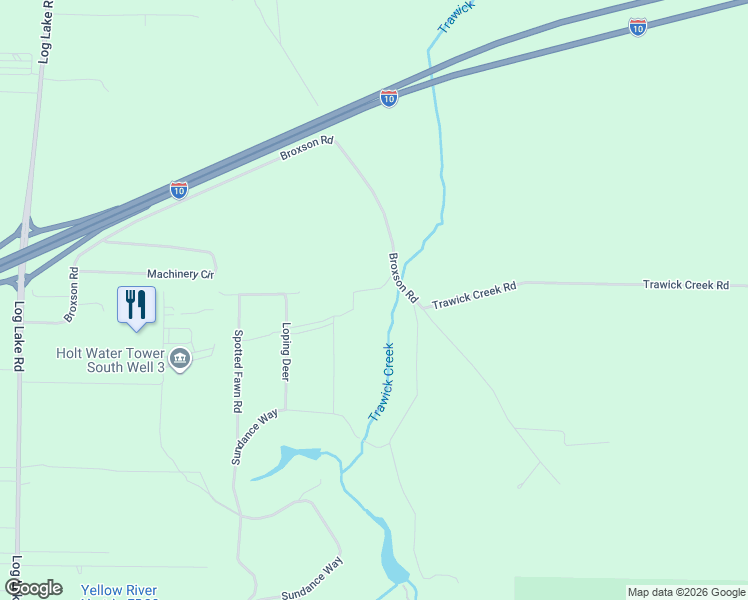 map of restaurants, bars, coffee shops, grocery stores, and more near 796 Broxson Road in Holt