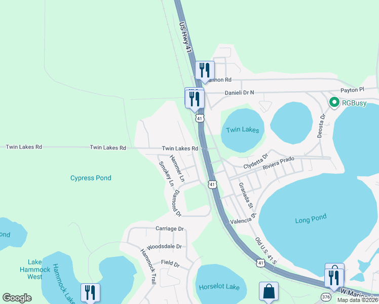map of restaurants, bars, coffee shops, grocery stores, and more near 4803 Fernwood Drive in Lake Park