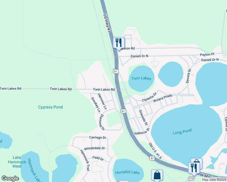 map of restaurants, bars, coffee shops, grocery stores, and more near 4903 Diamond Drive in Lake Park