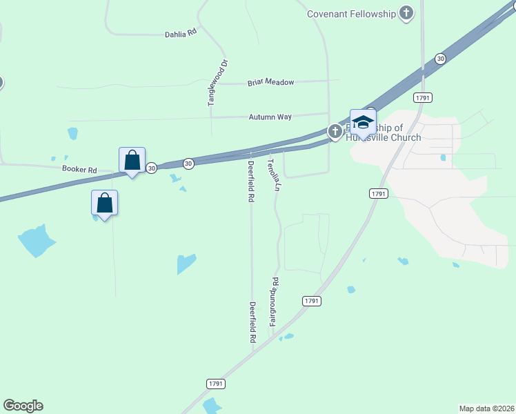 map of restaurants, bars, coffee shops, grocery stores, and more near 31 Deerfield Road in Huntsville