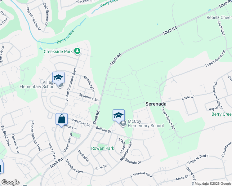map of restaurants, bars, coffee shops, grocery stores, and more near 1214 Shell Road in Georgetown