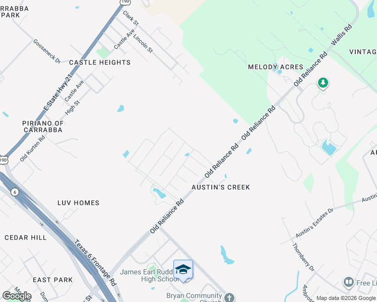 map of restaurants, bars, coffee shops, grocery stores, and more near 3177 Normandy Way in Bryan