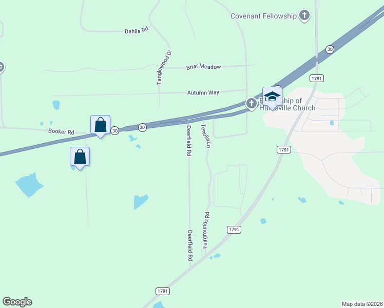 map of restaurants, bars, coffee shops, grocery stores, and more near 31 Deerfield Road in Huntsville