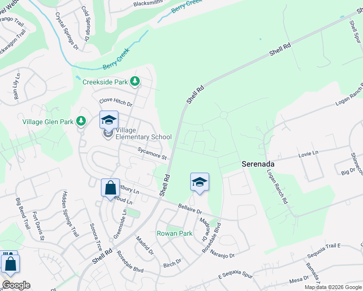map of restaurants, bars, coffee shops, grocery stores, and more near 2100 Shell Road in Georgetown