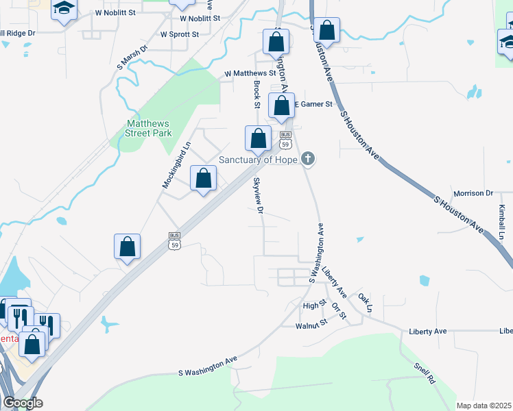 map of restaurants, bars, coffee shops, grocery stores, and more near 202 Skyview Drive in Livingston