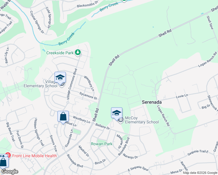 map of restaurants, bars, coffee shops, grocery stores, and more near 2100 Shell Road in Georgetown