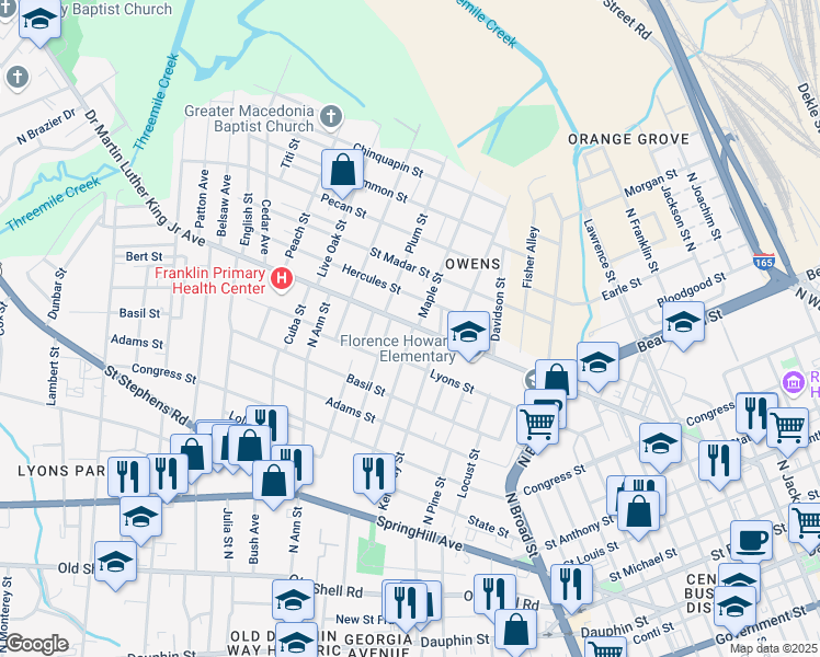 map of restaurants, bars, coffee shops, grocery stores, and more near 1151 Doctor Martin Luther King Junior Avenue in Mobile