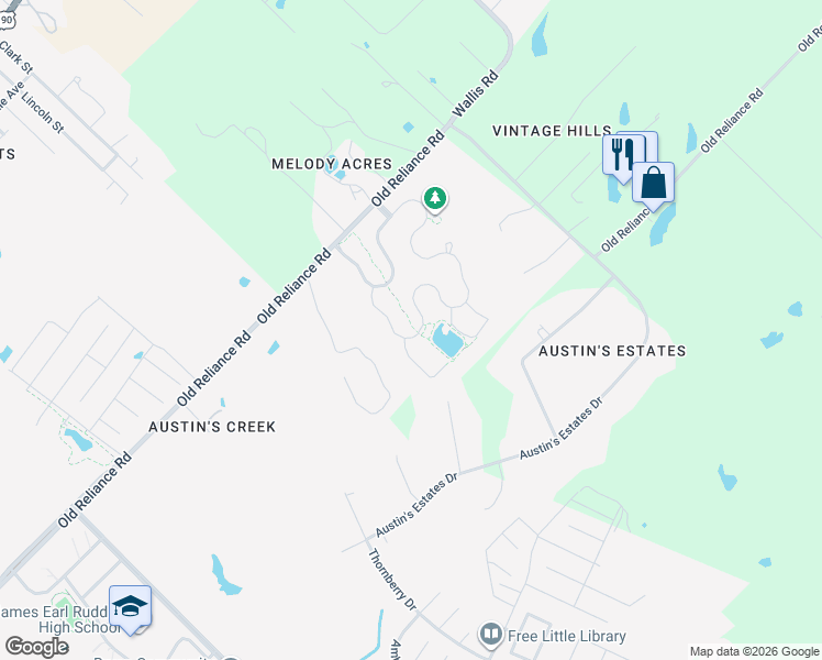 map of restaurants, bars, coffee shops, grocery stores, and more near 2051 Positano Loop in Bryan