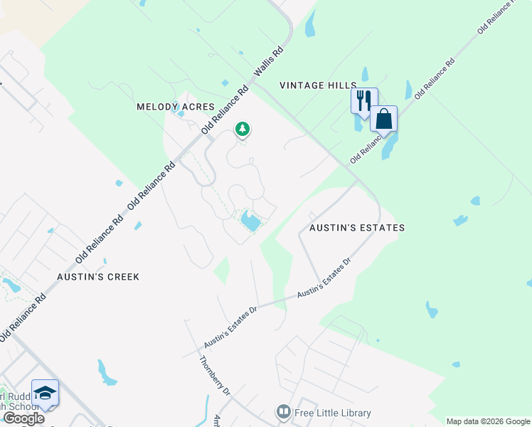 map of restaurants, bars, coffee shops, grocery stores, and more near 2101 Naples Way in Bryan