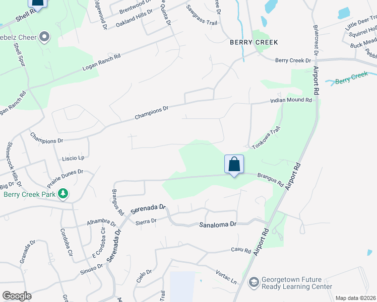 map of restaurants, bars, coffee shops, grocery stores, and more near 3403 Deer Trail in Georgetown