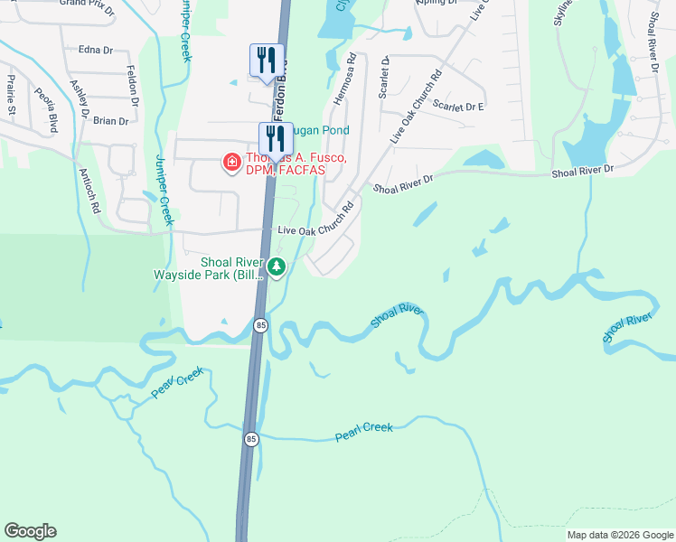 map of restaurants, bars, coffee shops, grocery stores, and more near 4511 Beth Circle in Crestview