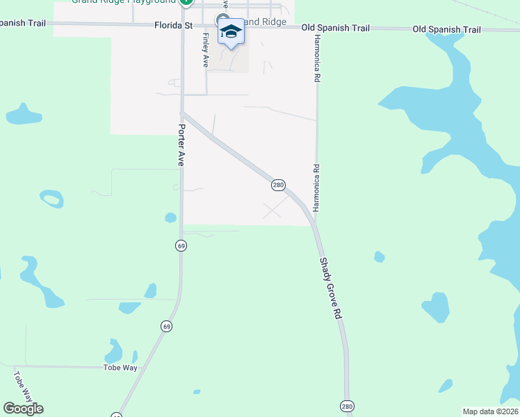 map of restaurants, bars, coffee shops, grocery stores, and more near 6975 Circle Oak Street in Grand Ridge
