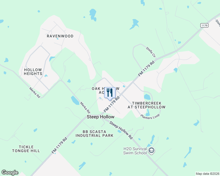 map of restaurants, bars, coffee shops, grocery stores, and more near 6048 Oak Hollow Cir in Bryan