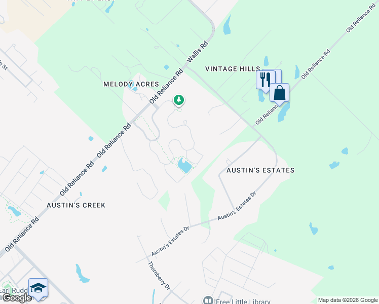 map of restaurants, bars, coffee shops, grocery stores, and more near 2101 Naples Way in Bryan