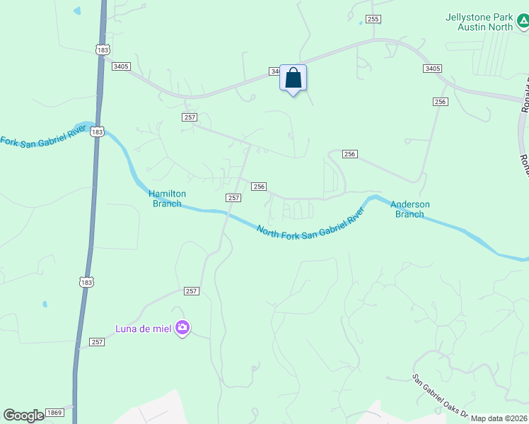 map of restaurants, bars, coffee shops, grocery stores, and more near 1111 County Road 256 in Liberty Hill