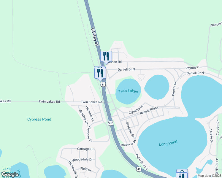 map of restaurants, bars, coffee shops, grocery stores, and more near 5281 US Highway 41 in Lake Park