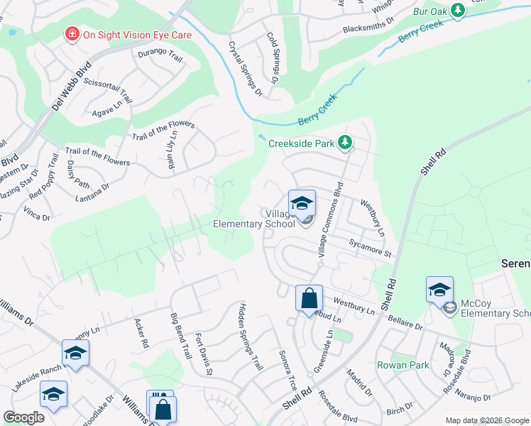 map of restaurants, bars, coffee shops, grocery stores, and more near 395 Westbury Lane in Georgetown