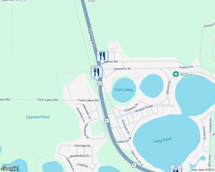 map of restaurants, bars, coffee shops, grocery stores, and more near 5281 US Highway 41 in Lake Park